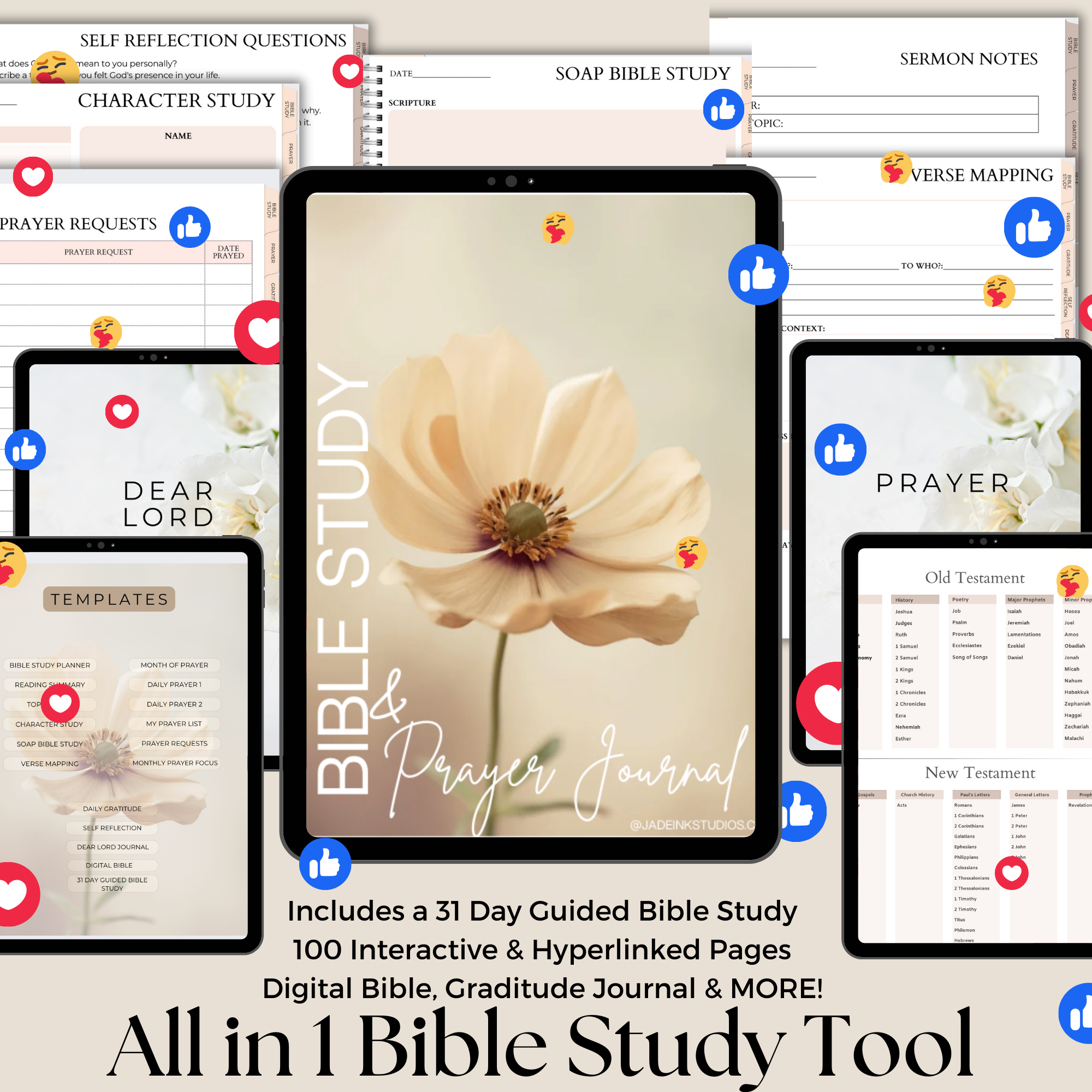 Bible Study & Prayer Journal | All In 1 Tool – Jade Ink Studios