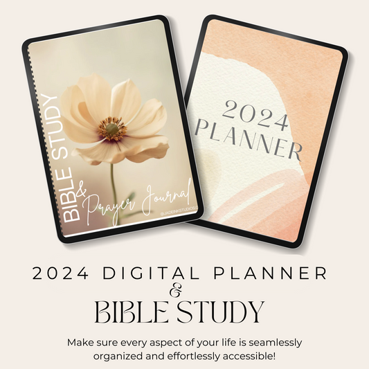 Digital Bible Study & Prayer Journal AND 2024 Planner Bundle